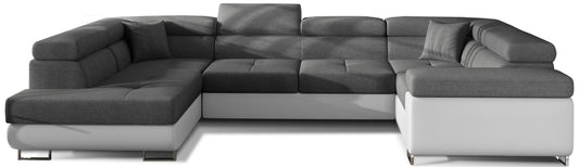 Narożnik Letto Sawana 05 ciemnoszary z białymi wstawkami Soft 17