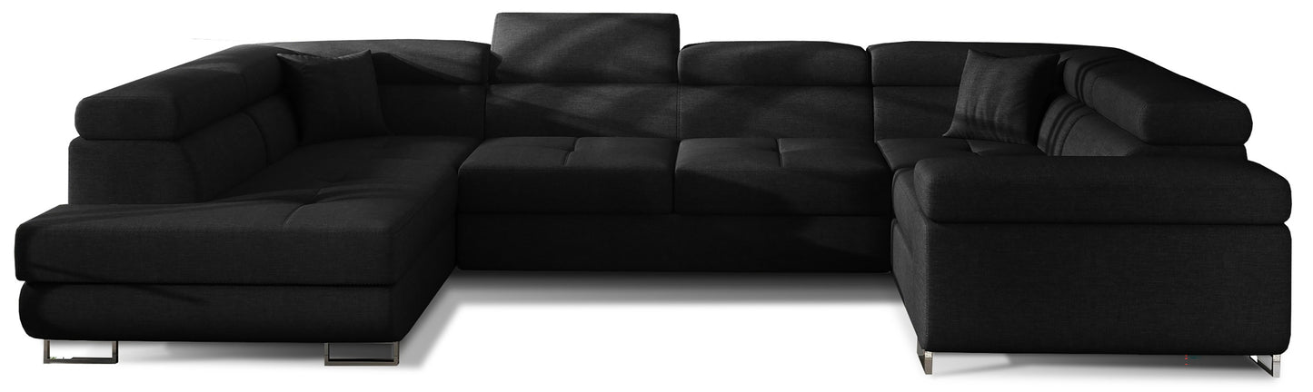 Narożnik Letto w tkaninie Sawana 14 czarny na białym tle