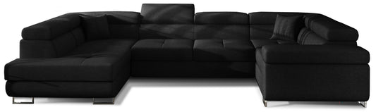 Narożnik Letto w tkaninie Sawana 14 czarny na białym tle