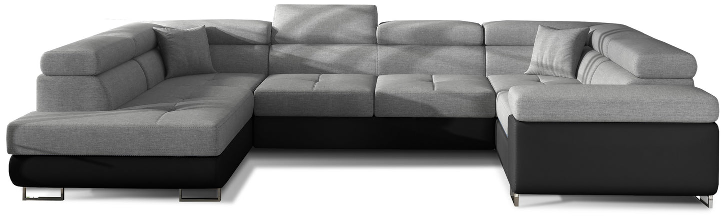 Narożnik Letto Sawana 21 szary z czarnymi wstawkami Soft 11