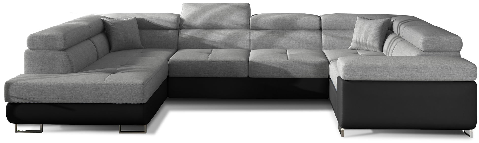 Narożnik Letto Sawana 21 szary z czarnymi wstawkami Soft 11