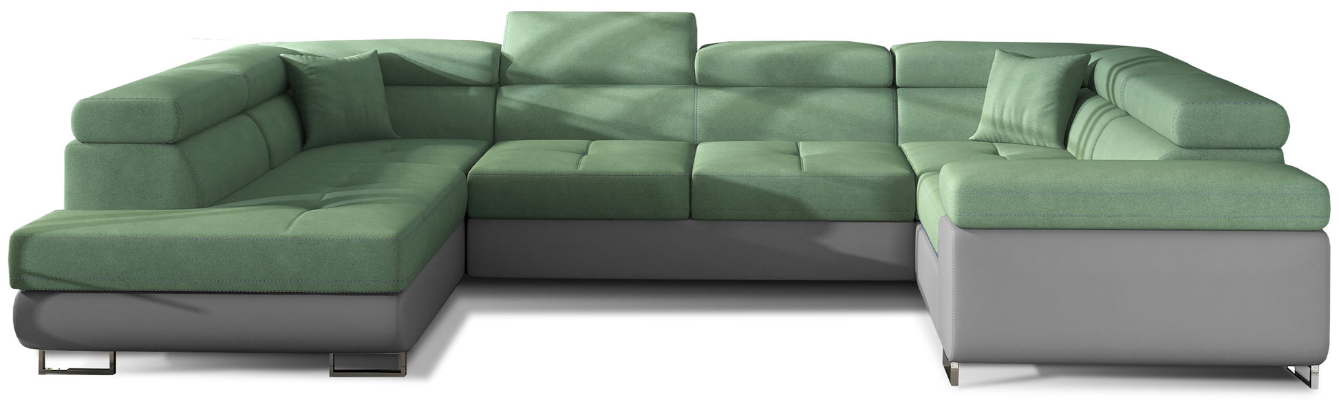 Narożnik Letto Soro 34 jasnozielony z wstawkami Soft 29 szary