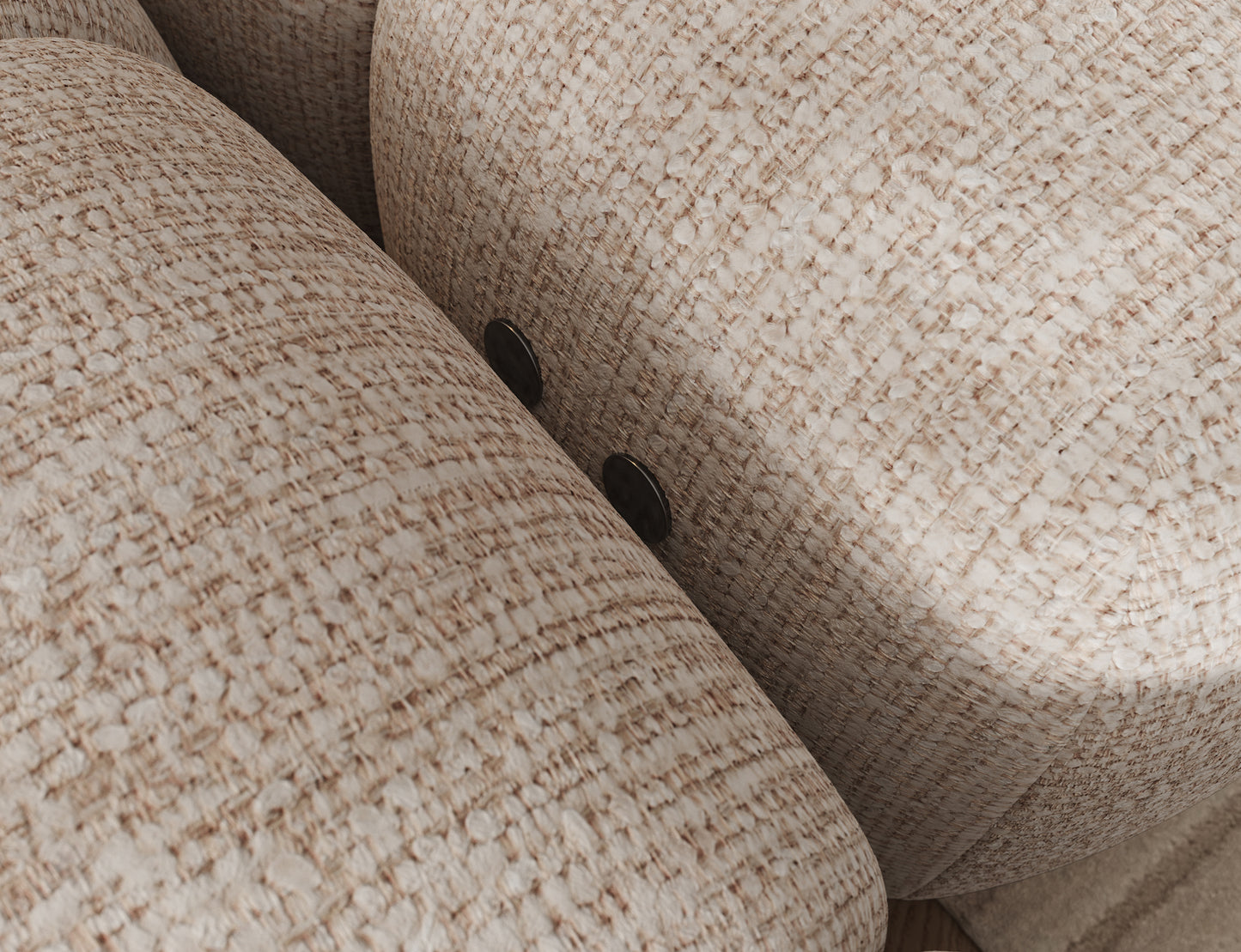 Przyciski sterujące funkcją Relax w narożniku Levvi w tkaninie Bazalt 18 beżowy – detal boczny mebla w nowoczesnym stylu do salonu