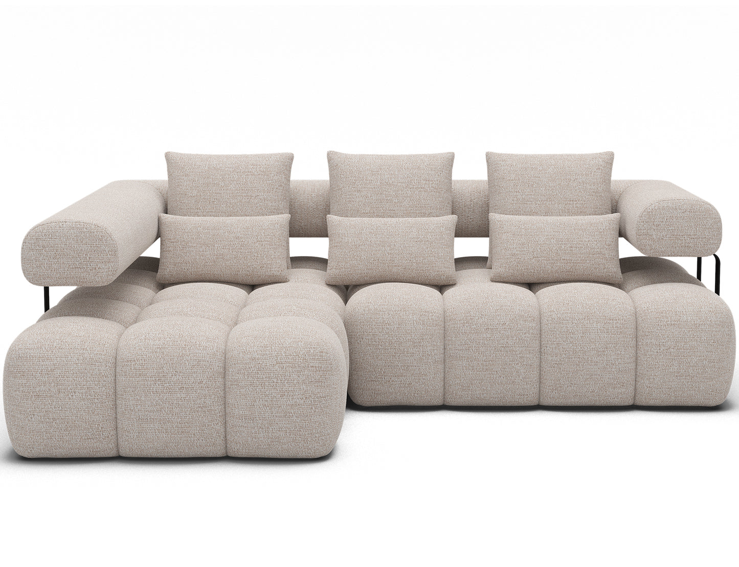 Narożnik Levvi beżowy w tkaninie Bazalt 18 z funkcją Relax – nowoczesna aranżacja salonu z eleganckim narożnikiem do codziennego użytku