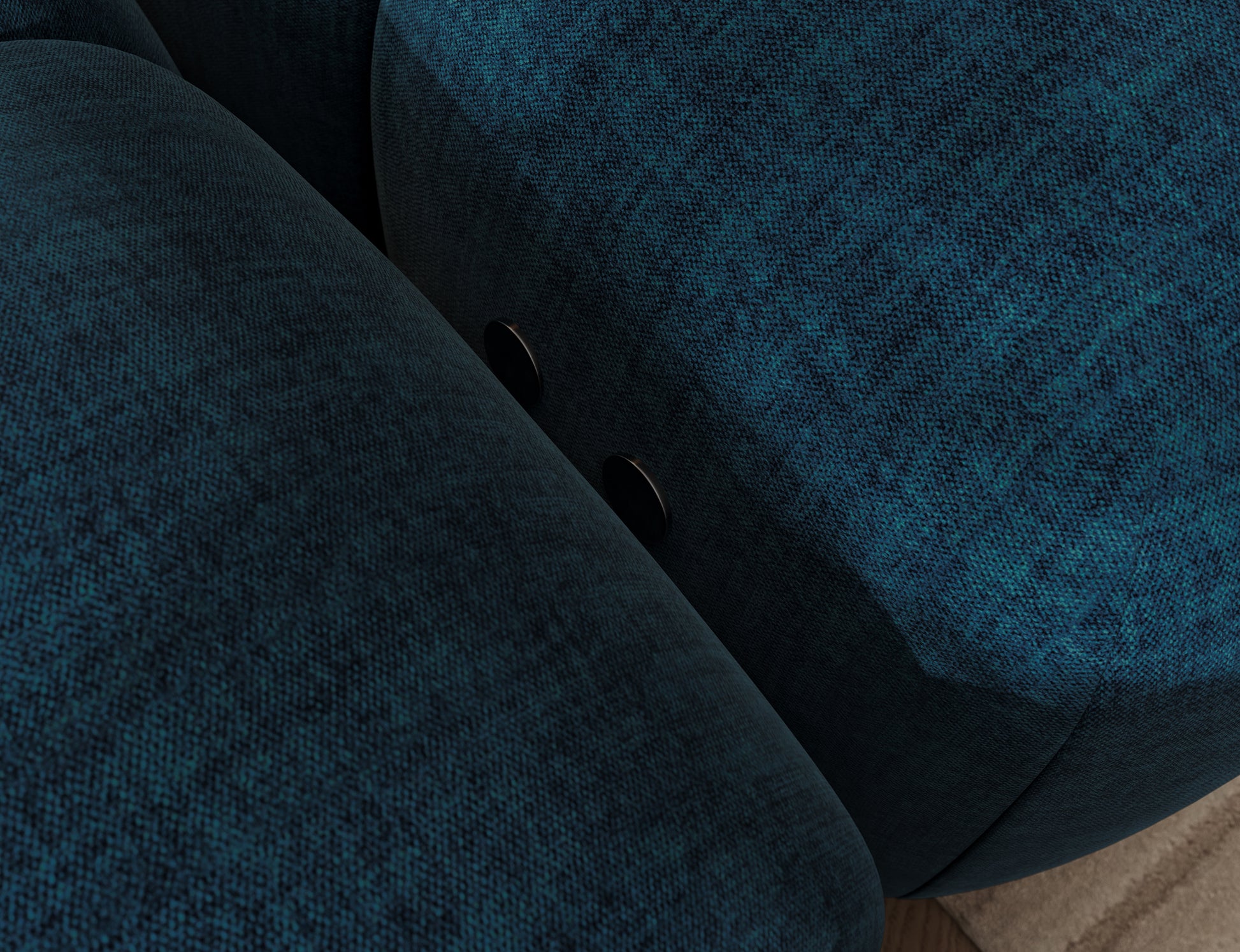 Detal tkaniny narożnika Levvi lewy Manhattan 40 granatowy – zbliżenie na fakturę materiału i precyzyjne wykończenie.