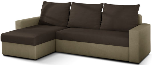 Narożnik Livio, tapicerka Alova 67 ciemnobrązowy z wstawkami Alova 07 beżowy – packshot