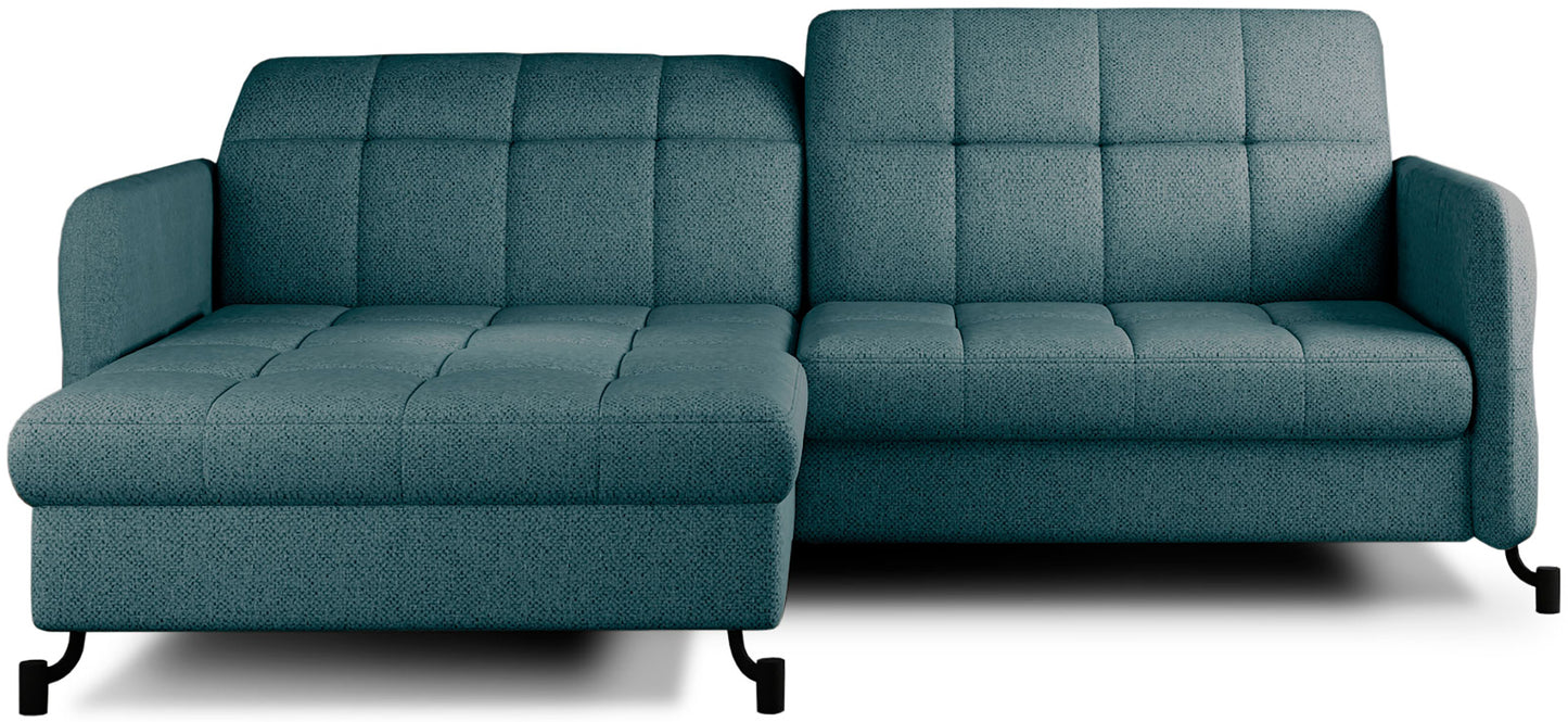 Narożnik Lorelle w kolorze Grande 75 zielony, układ lewy, widok studyjny na jasnym tle.