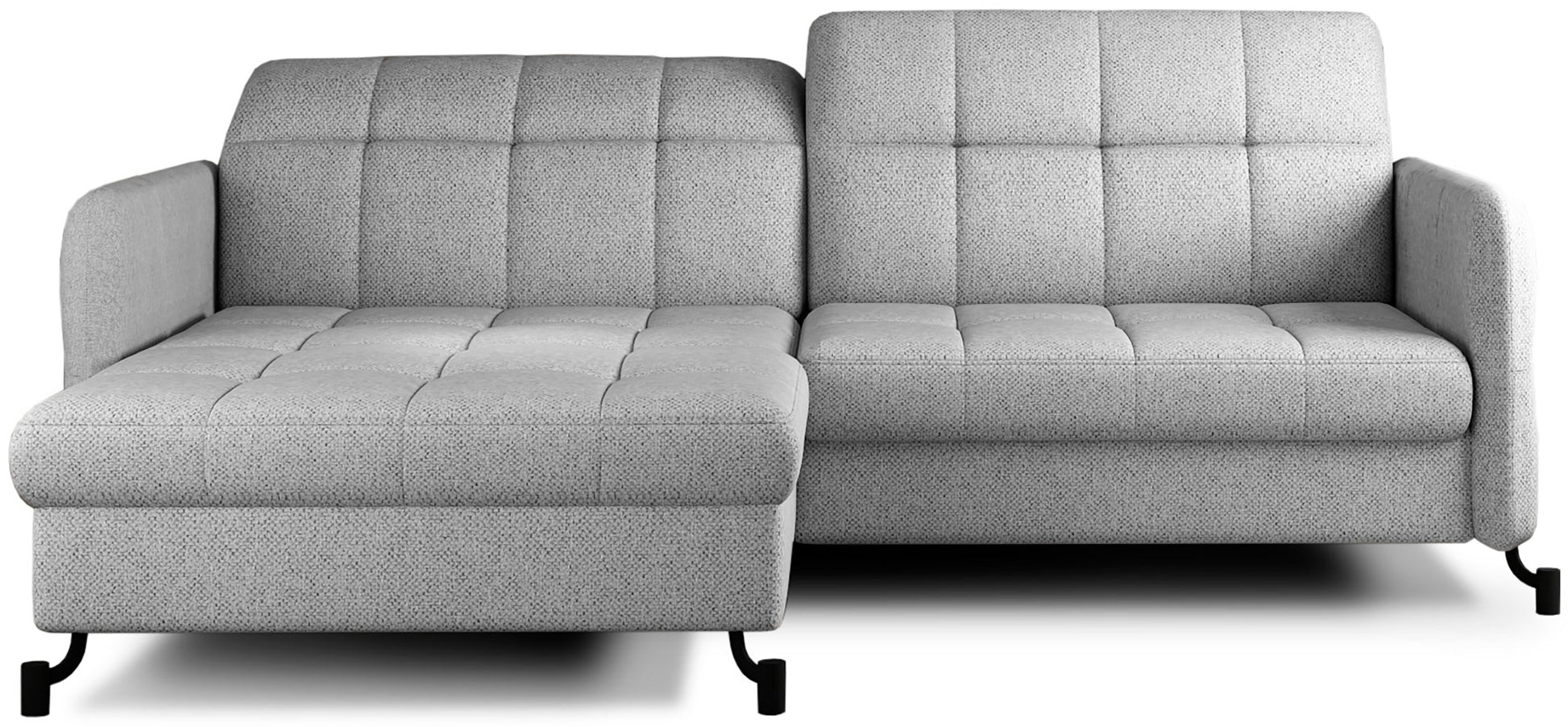 Narożnik Lorelle w kolorze Grande 81 jasnoszary, układ lewy, widok z przodu na tle białego tła.