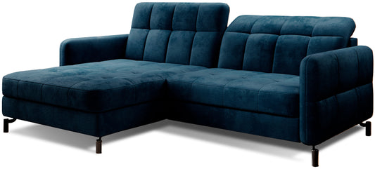 Niebieski narożnik Lorelle w tkaninie Monolith 77 w układzie lewym, prezentowany na białym tle.