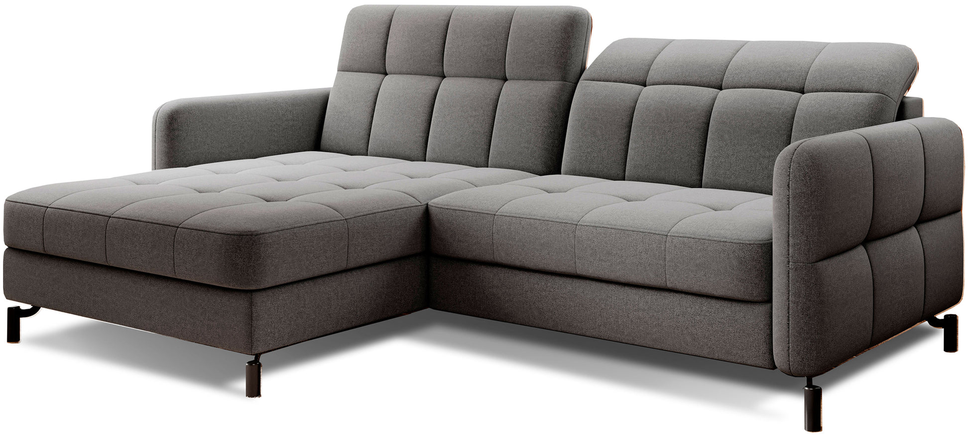 Narożnik Lorelle w układzie lewym, kolor Omega 13 szary, widok studyjny na białym tle.