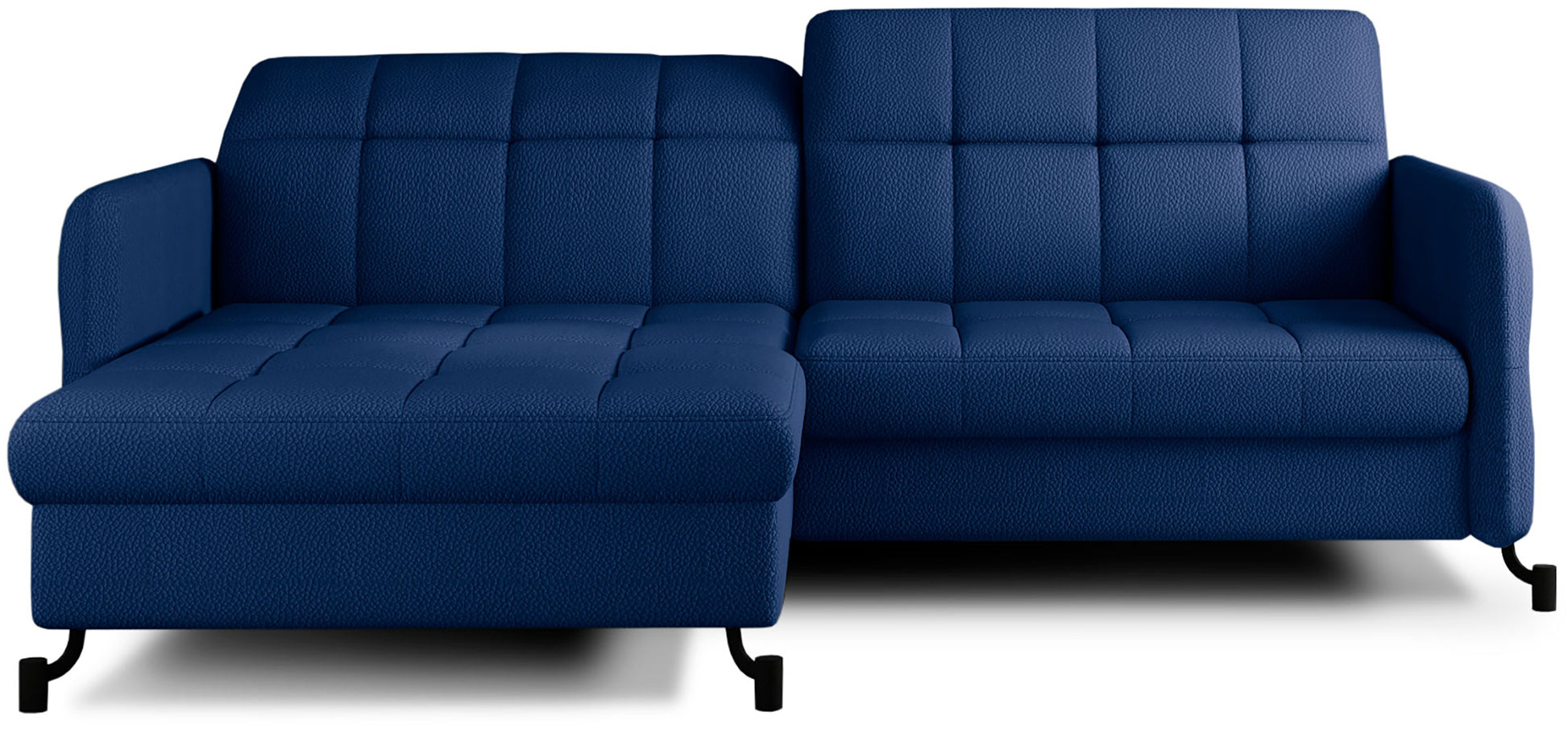 Narożnik Lorelle w kolorze Solar 79 granatowy, układ lewy, widok studyjny na białym tle.