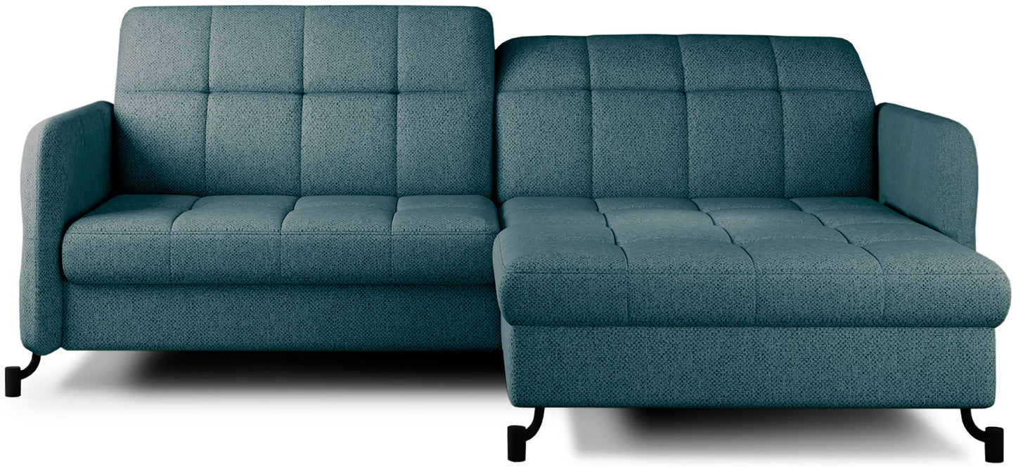 Narożnik Lorelle w kolorze Grande 75 zielony, układ prawy, widok studyjny na białym tle.