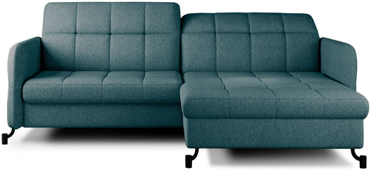 Narożnik Lorelle w kolorze Grande 75 zielony, układ prawy, widok studyjny na białym tle.