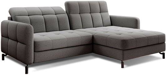 Narożnik Lorelle w kolorze Inari 13 szary, układ prawy, widok studyjny na białym tle.