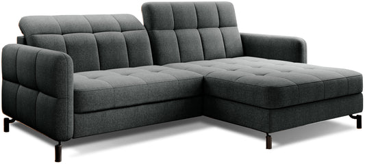 Narożnik Lorelle w kolorze Inari 96 ciemnoszary, układ prawy, widok studyjny na białym tle.