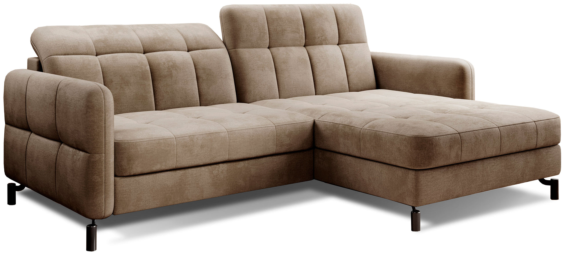 Narożnik Lorelle w kolorze Monolith 09 jasnobrązowy, układ prawy, widok studyjny na białym tle.