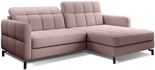 Narożnik Lorelle w kolorze Omega 91 jasnoróżowy, układ prawy, widok studyjny na białym tle.