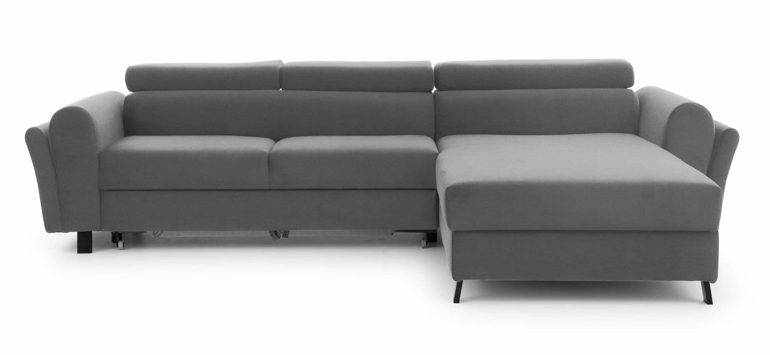 Jasnoszary narożnik Mariall Paros 05 w wersji prawostronnej, nowoczesna sofa narożna do salonu z szerokim siedziskiem i wygodnym oparciem, idealna do codziennego relaksu, oglądania telewizji i spędzania czasu z rodziną