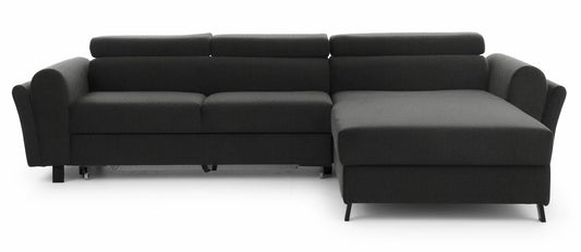 Nowoczesny narożnik Mariall w tkaninie Sawana 21 szary w wersji prawostronnej, elegancka sofa narożna do salonu z szerokim siedziskiem i wysokim oparciem, idealna do codziennego relaksu i wypoczynku dla całej rodziny