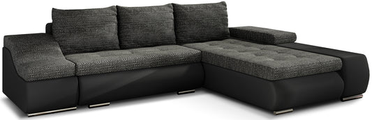 Nowoczesny narożnik Ontario w czarnym kolorze, wykonany z tkanin Berlin 02 oraz Soft 11, wyróżnia się eleganckim wyglądem i minimalistyczną formą, oferując wygodne miejsce do relaksu w stylowym salonie