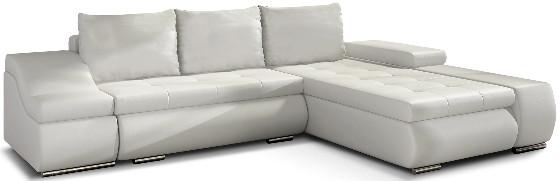 Elegancki narożnik Ontario w białym kolorze z tkaniny Soft 17 to stylowa sofa do salonu, która optycznie powiększa przestrzeń i wprowadza świeżość, zapewniając jednocześnie wygodne miejsce do codziennego relaksu