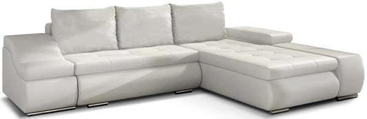 Elegancki narożnik Ontario w białym kolorze z tkaniny Soft 17 to stylowa sofa do salonu, która optycznie powiększa przestrzeń i wprowadza świeżość, zapewniając jednocześnie wygodne miejsce do codziennego relaksu