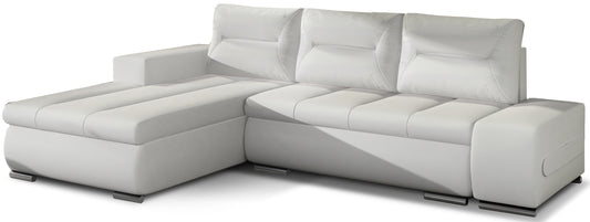 Narożnik Ottavio w układzie lewym, tapicerka Soft 17 biały, widok z przodu.