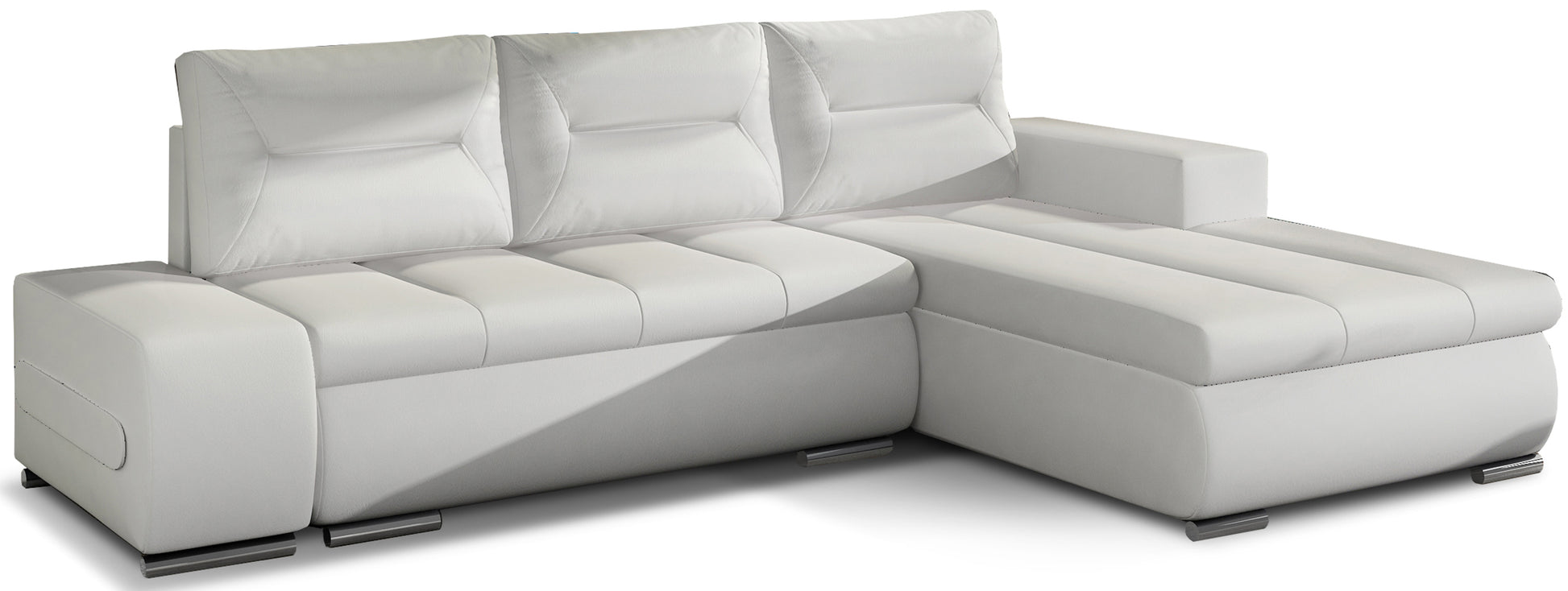 Narożnik Ottavio w układzie prawym, tapicerka Soft 17 biały, widok z przodu.