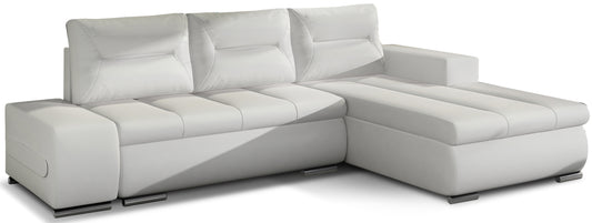 Narożnik Ottavio w układzie prawym, tapicerka Soft 17 biały, widok z przodu.