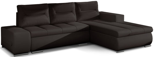 Narożnik Ottavio w układzie prawym, tapicerka Soft 66 brązowy, widok z przodu.