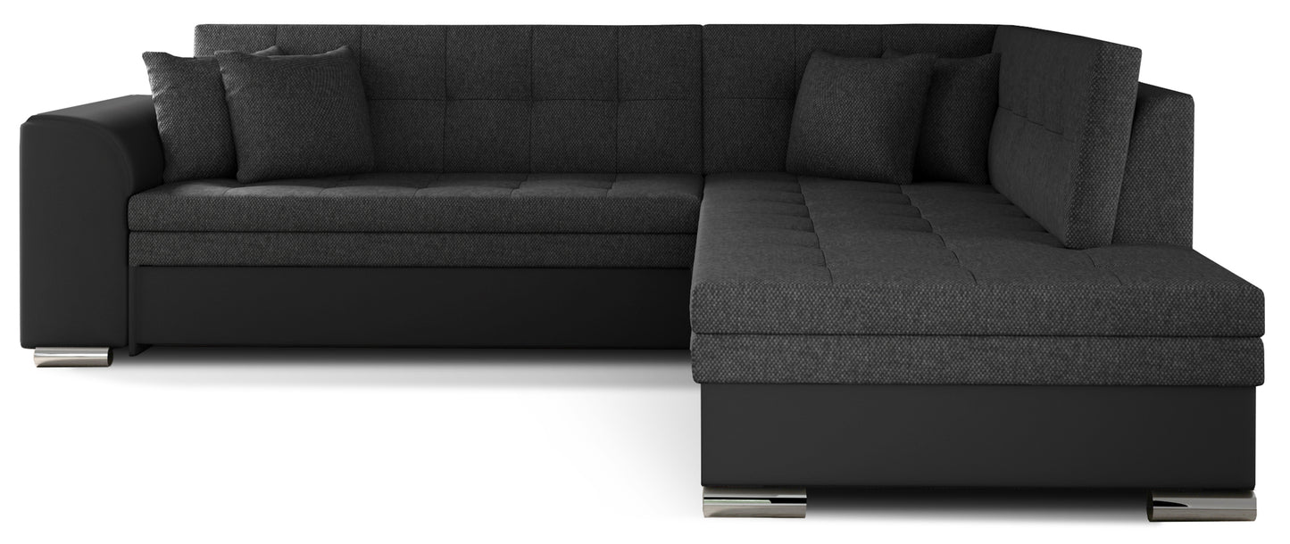 Dwukolorowy narożnik Pieretta prawy w tkaninie Inari 96 ciemnoszary i Soft 11 to nowoczesny mebel do salonu, który łączy elegancki wygląd z funkcjonalnością i zapewnia wygodny wypoczynek dla całej rodziny.