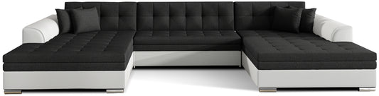 Narożnik Vento – Inari 100 czarny, Soft 17 biały, packshot frontowy.