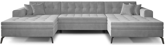 Jasnoszary narożnik Vertizo z tkaniny Nube 3 to uniwersalna sofa do salonu, która rozjaśnia wnętrze i zapewnia komfortowe miejsce do wypoczynku, idealne do nowoczesnych i przytulnych aranżacji domowych