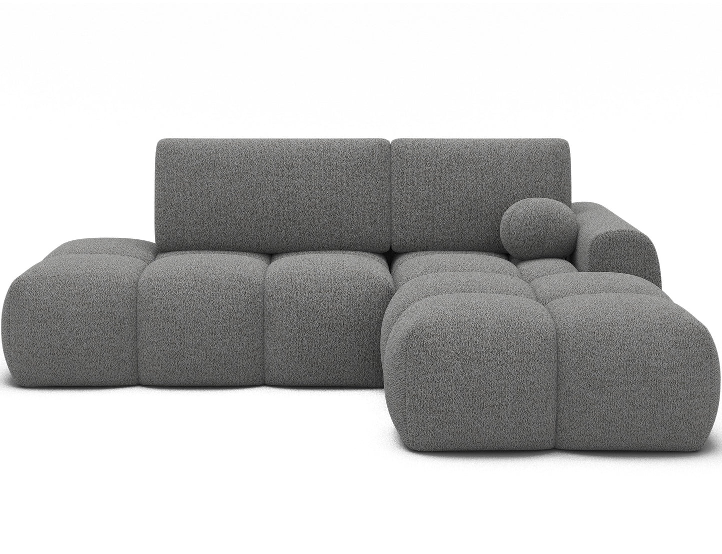 Narożnik Vittario prawy w tkaninie Royal 04 jasny stalowy, nowoczesny modułowy design, miękkie siedziska i komfortowy wypoczynek do salonu.