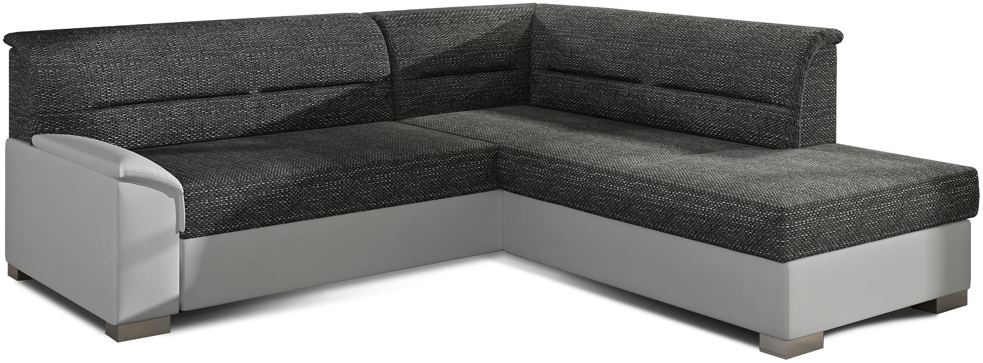 Narożnik Bergen lewostronny, tkanina Berlin 02 czarna z białymi wstawkami Soft 17 – zdjęcie produktowe