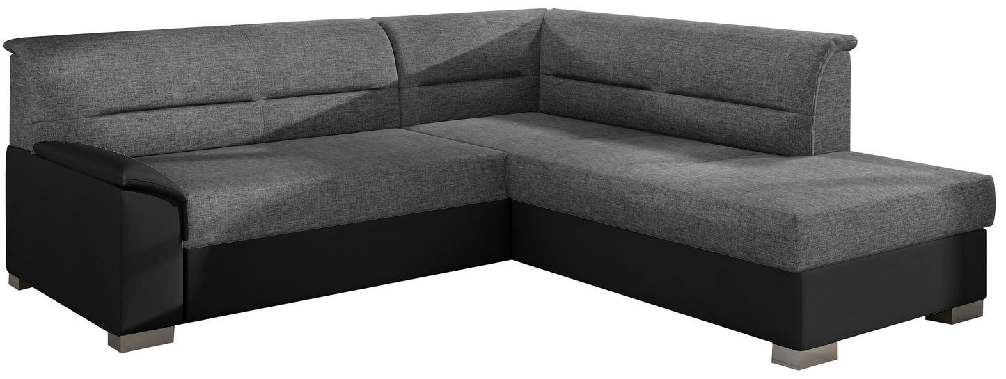 Narożnik Bergen lewostronny, Sawana 21 szary z czarnymi wstawkami Soft 11 – zdjęcie produktowe