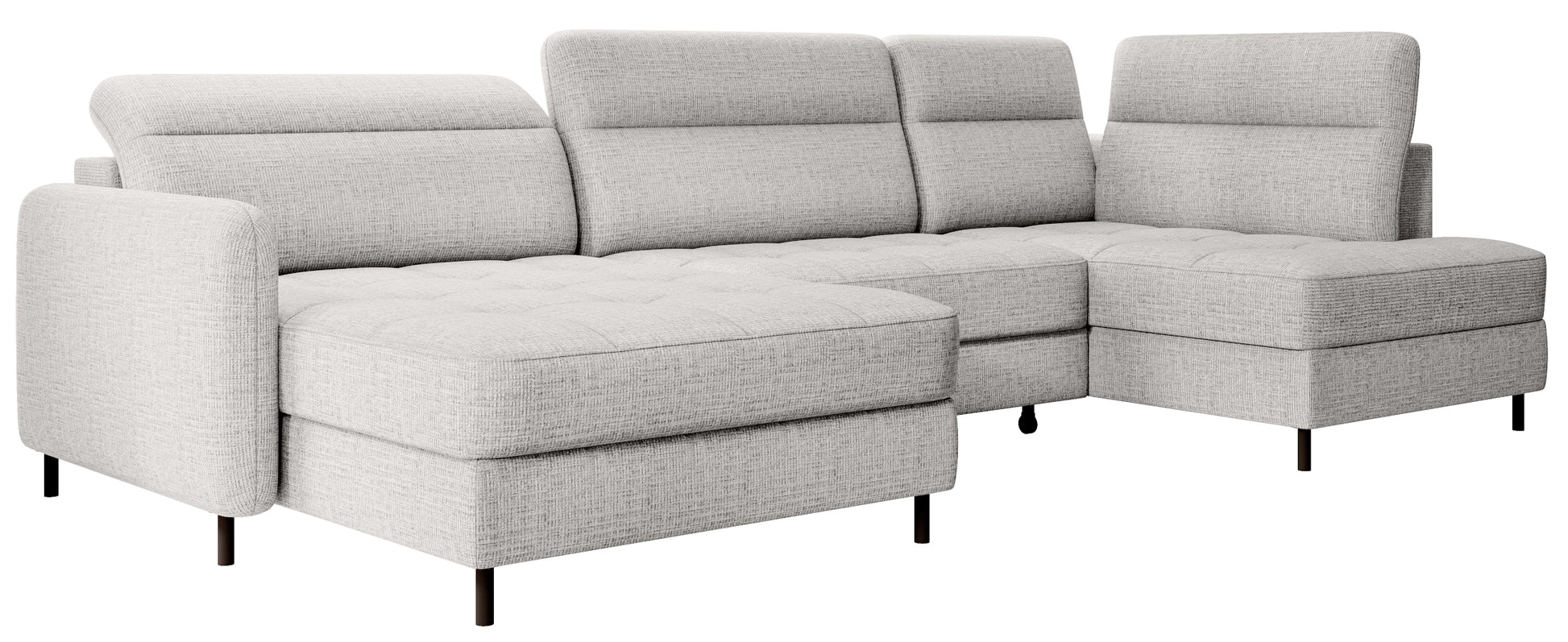 Narożnik z funkcją spania Berrto lewostronny w tkaninie Aubron 03 biały – zdjęcie produktowe