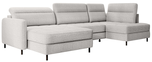 Narożnik z funkcją spania Berrto lewostronny w tkaninie Aubron 03 biały – zdjęcie produktowe