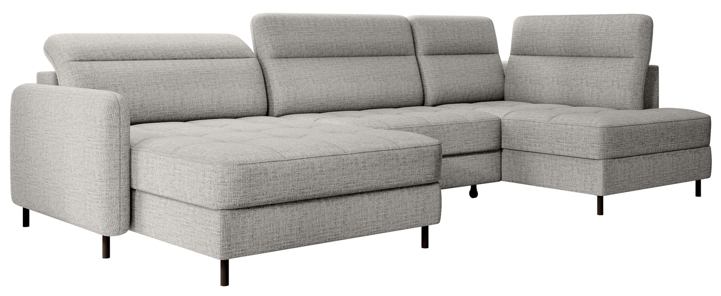 Narożnik z funkcją spania Berrto lewostronny w tkaninie Aubron 04 jasnoszary – zdjęcie produktowe