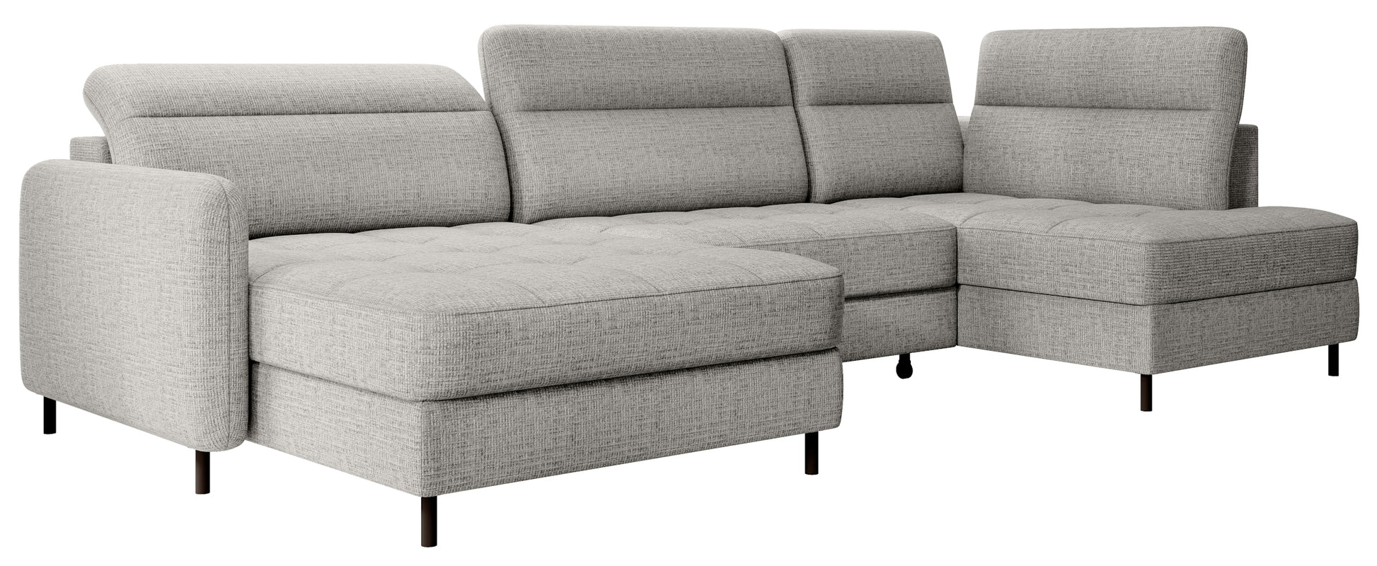 Narożnik z funkcją spania Berrto lewostronny w tkaninie Aubron 04 jasnoszary – zdjęcie produktowe