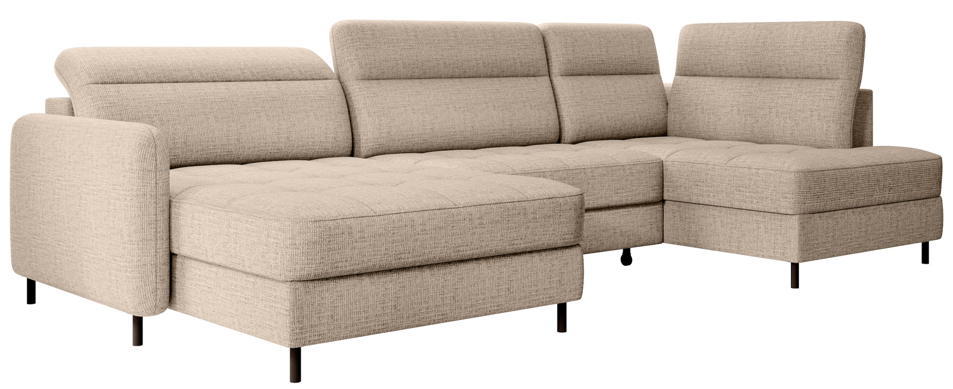 Narożnik z funkcją spania Berrto lewostronny w tkaninie Aubron 20 kremowy – zdjęcie produktowe