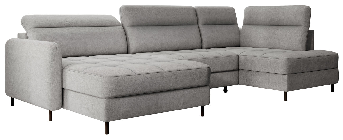 Narożnik z funkcją spania Berrto lewostronny, tkanina Toscany 03 szary – zdjęcie produktowe