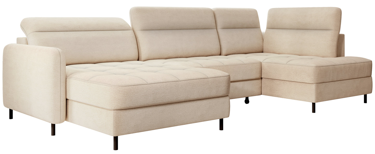 Narożnik z funkcją spania Berrto lewostronny, tkanina Toscany 18 beżowy – zdjęcie produktowe