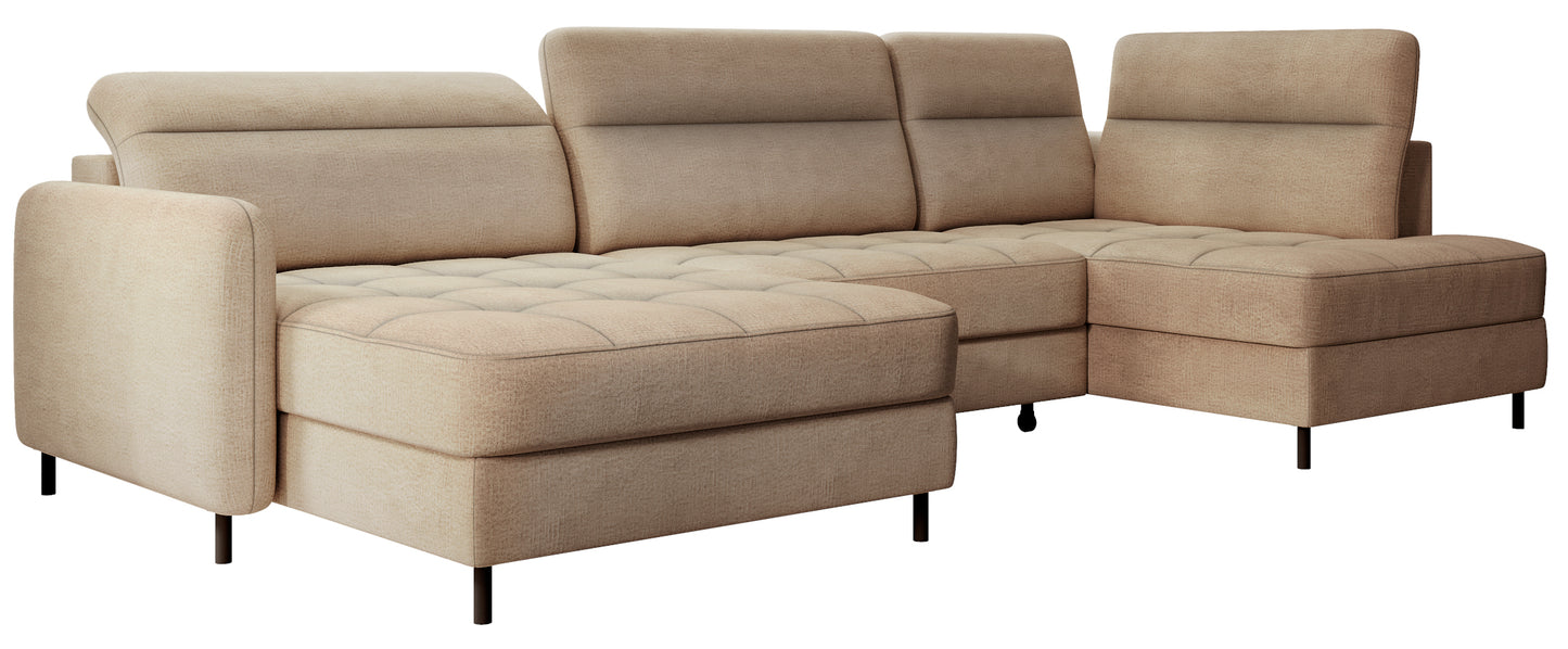 Narożnik z funkcją spania Berrto lewostronny, tkanina Toscany 20 karmelowy – zdjęcie produktowe