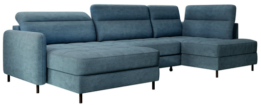 Narożnik z funkcją spania Berrto lewostronny w tkaninie Toscany 40 niebieski – zdjęcie produktowe