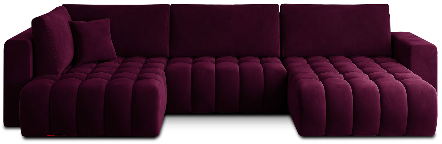 Narożnik Bonito, modułowa sofa narożna w tkaninie Velvetmat 25 czerwony, widok z przodu na białym tle