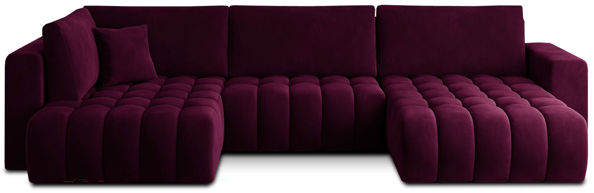 Narożnik Bonito, modułowa sofa narożna w tkaninie Velvetmat 25 czerwony, widok z przodu na białym tle