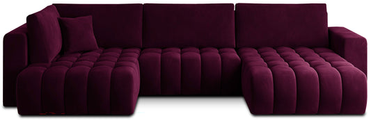 Narożnik Bonito, modułowa sofa narożna w tkaninie Velvetmat 25 czerwony, widok z przodu na białym tle