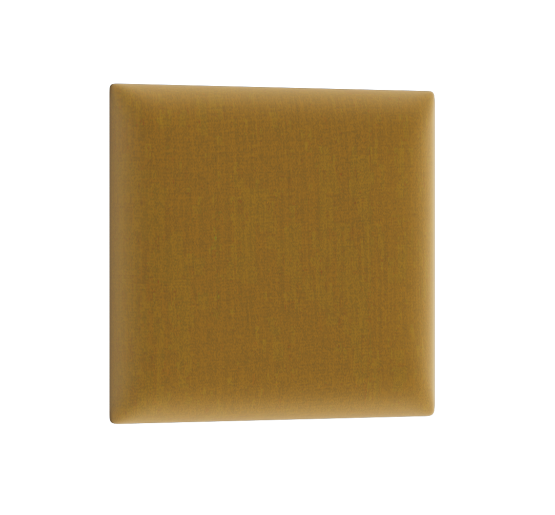 Kwadratowy panel tapicerowany Quadratta Monolith 48 w intensywnym żółtym odcieniu, widok z przodu na równą, gładką powierzchnię z subtelnie zaokrąglonymi krawędziami.