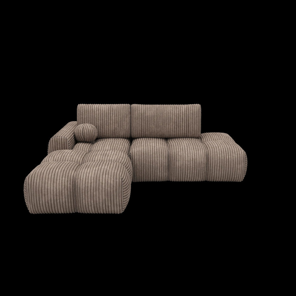 Wizualizacja 3D narożnika Vittario w beżowym kolorze do salonu soft living